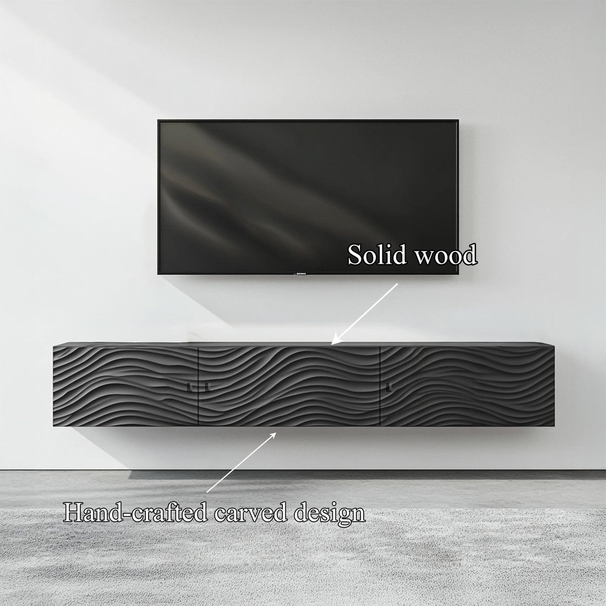 Contemporary Floating TV Stand with Storage, Modern Wall Mounted Media Console & Entertainment Center