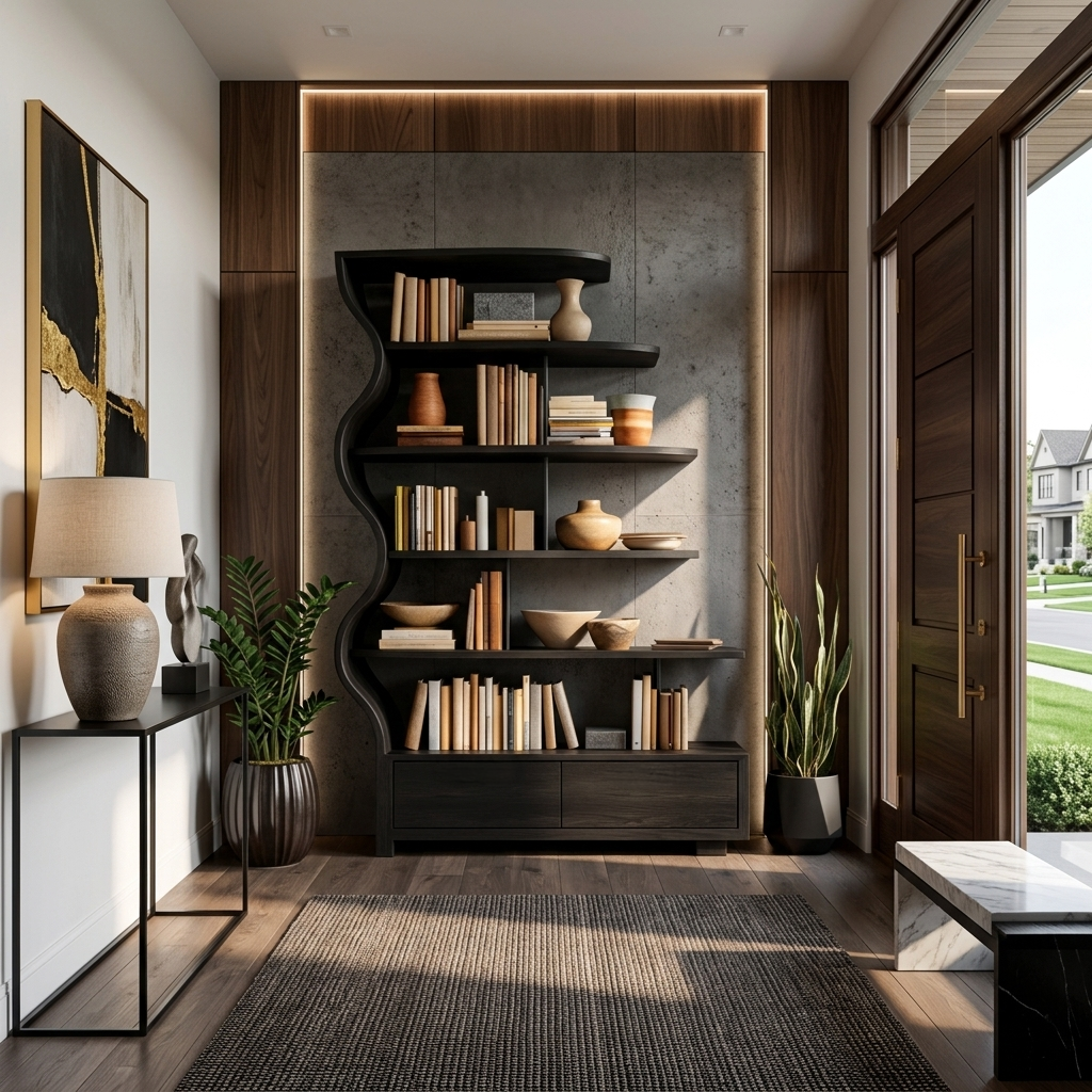 Contemporary Natural Wood Bookshelf, Solid Timber Display Shelf & Books Storage Organizer for Home Office Space