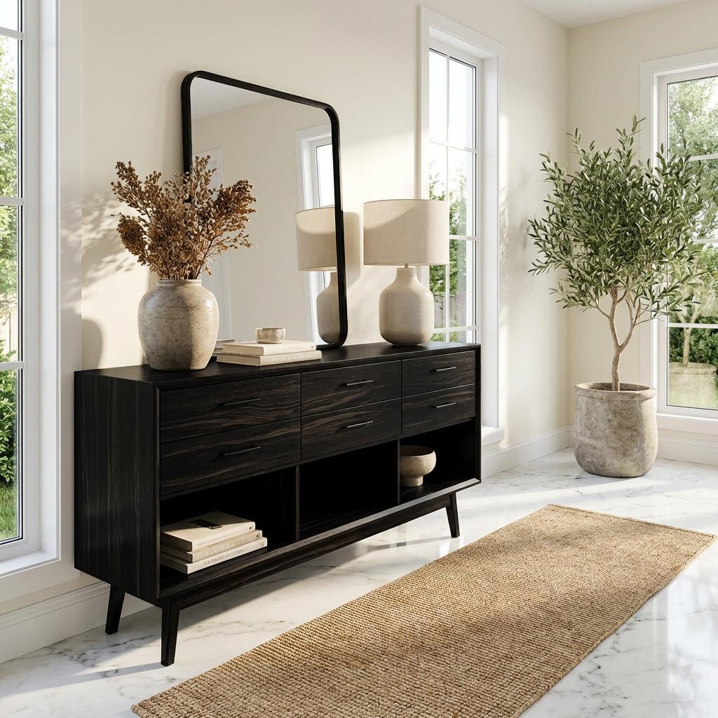 Modern Wooden Console Table with Open Shelf, Handcrafted Entryway Table for Hallway & Living Room Decor, Model