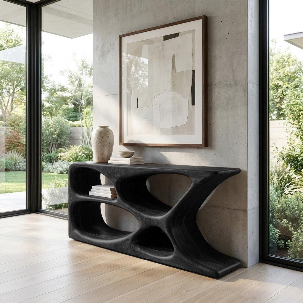 Minimalist Natural Wood Console Table, Handcrafted Entryway Sofa Table for Hallway & Living Room Interior, Model
