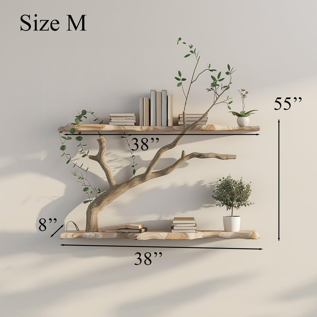 Tree Branch Driftwood Live Edge Floating Shelf Gift For Reader