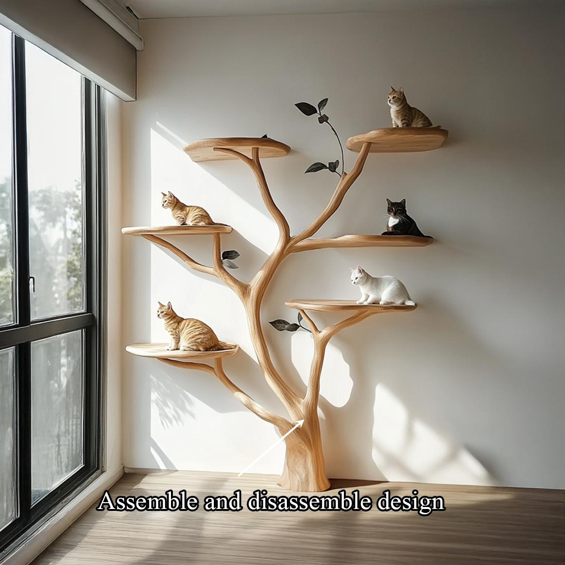 Mid Century Handcrafted Cat Tree Shelf Artistic Wall Living Space SINLSATT068