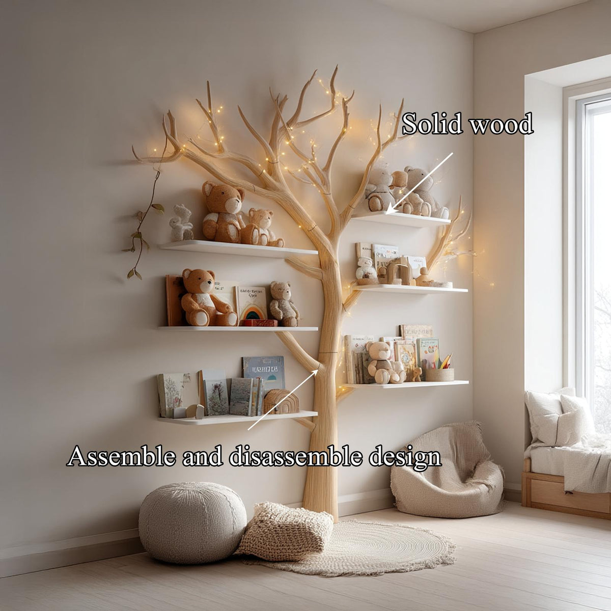 Rustic Tree Bookshelf Nursery Bedroom