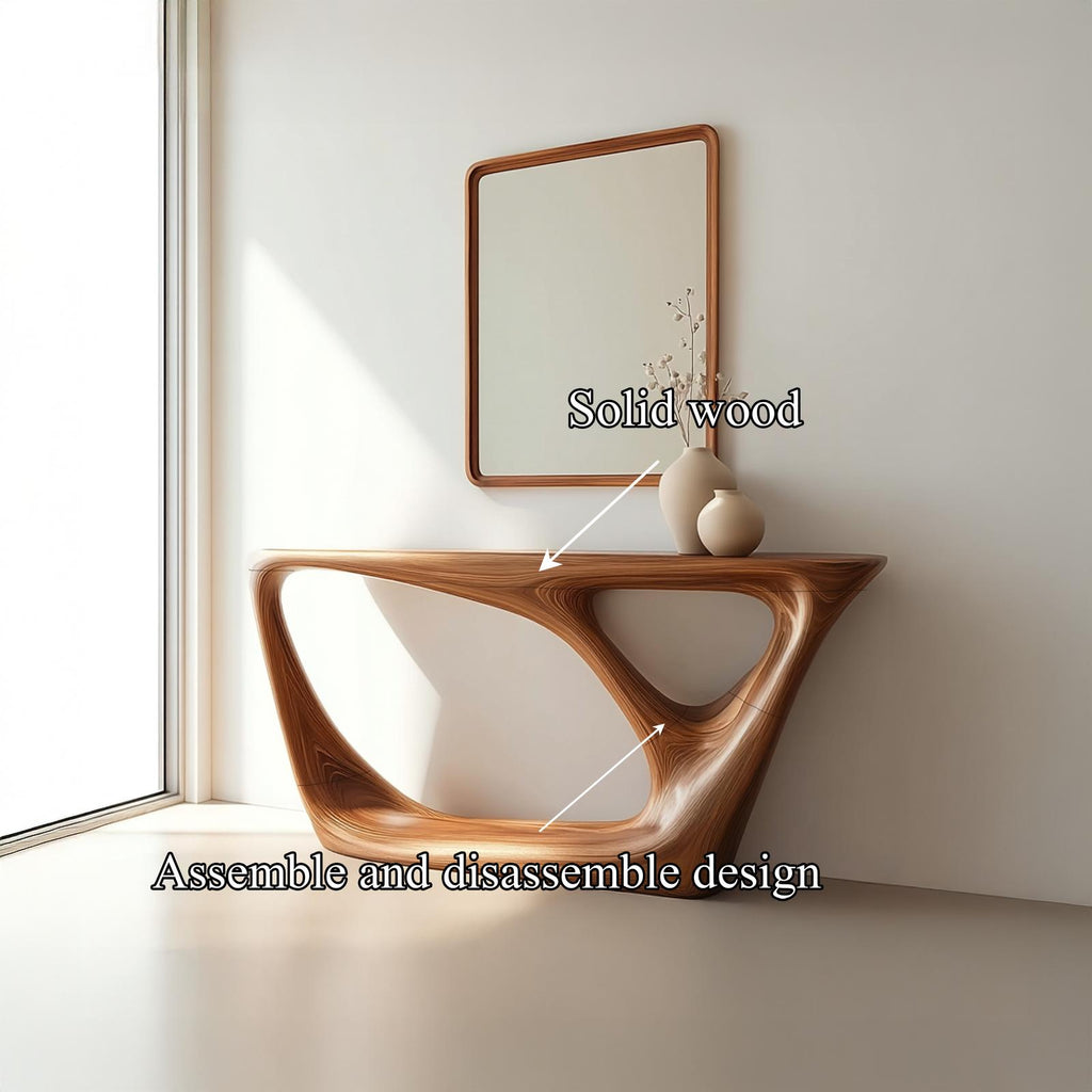 Mid Century Modern Solid Wood Console Table, Living Room Accent Sofa Table, Model