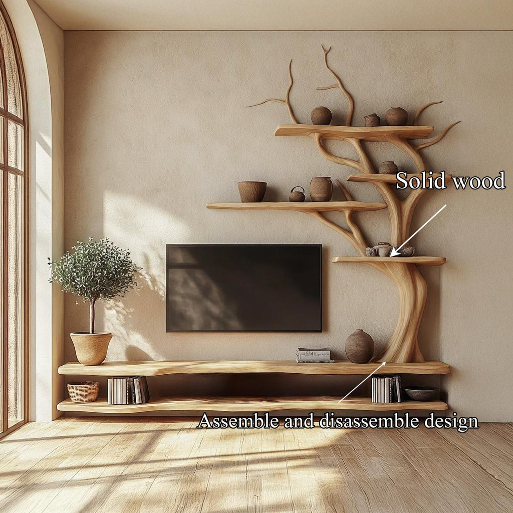 Rustic Tree Inspired TV Stand For Living Room And Family Space