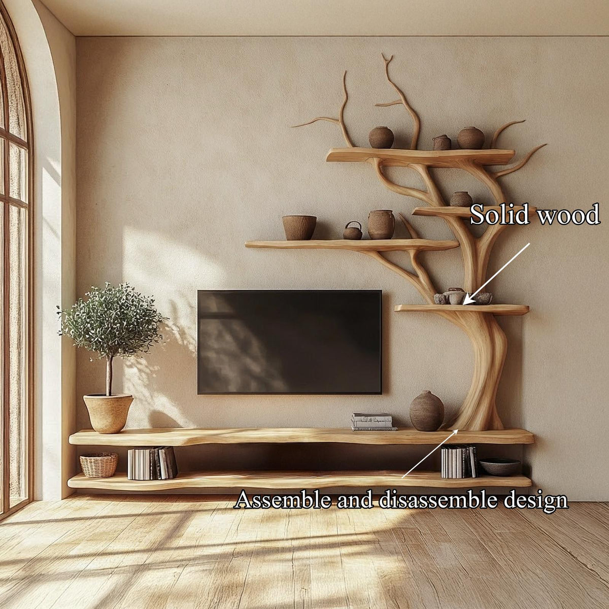 Rustic Tree Inspired TV Stand For Living Room And Family Space