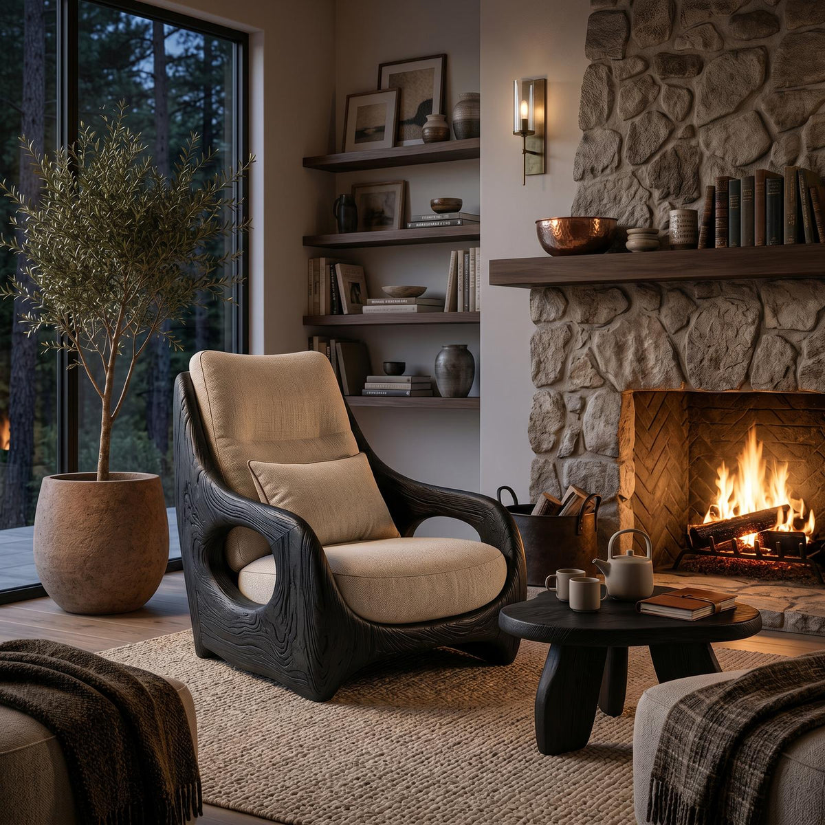 Organic Armchair Smooth Curved For Living Room RTTHTTACC013