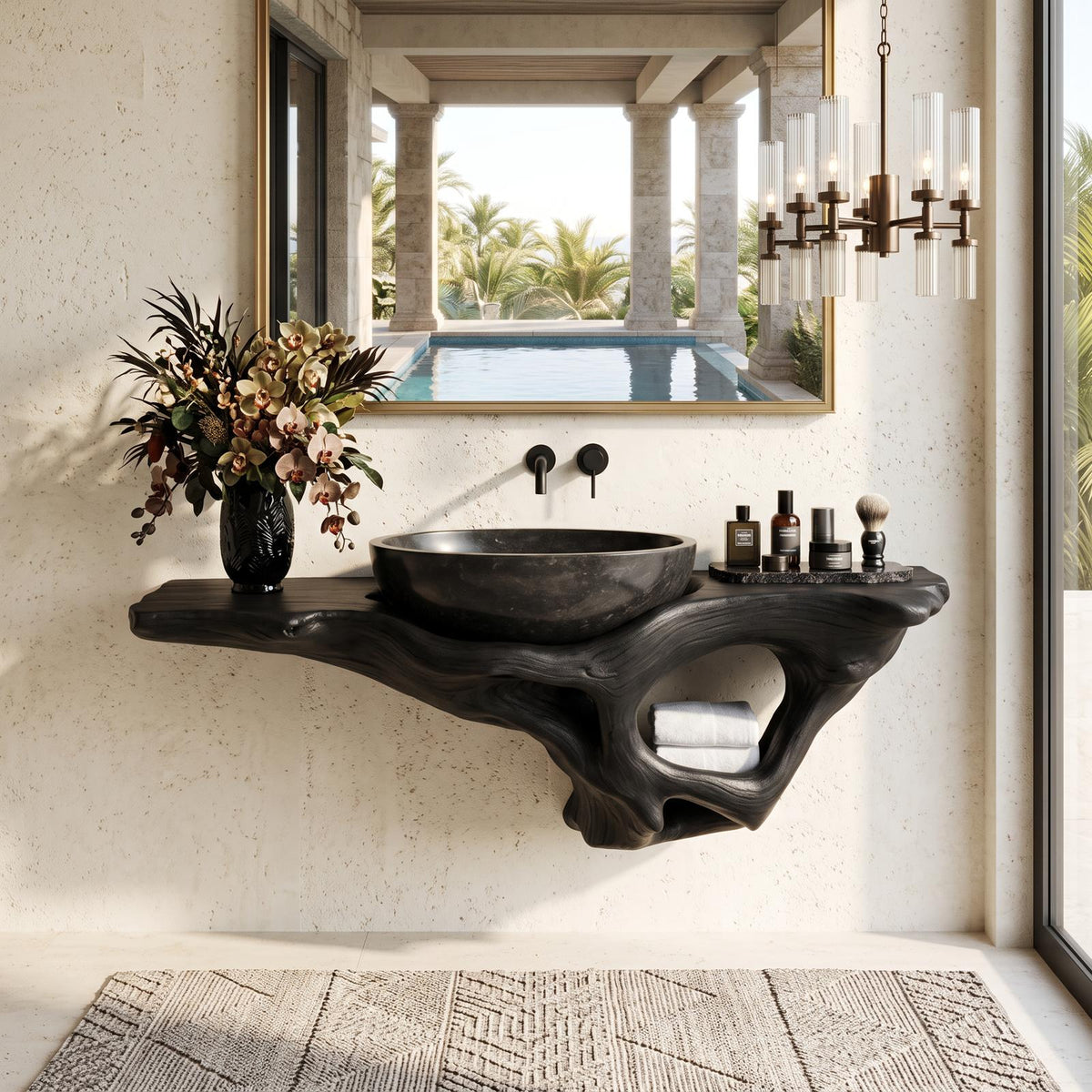 Mid Century Live Edge Vanity Bathroom Decor Accents