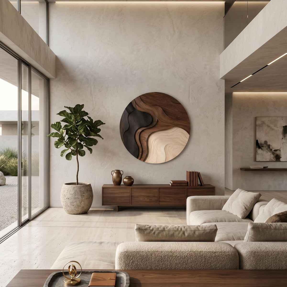 Minimalist Statement Wood Wall Panel, Modern Abstract 3D Wall Art Sculpture for Studio Apartment Living Room