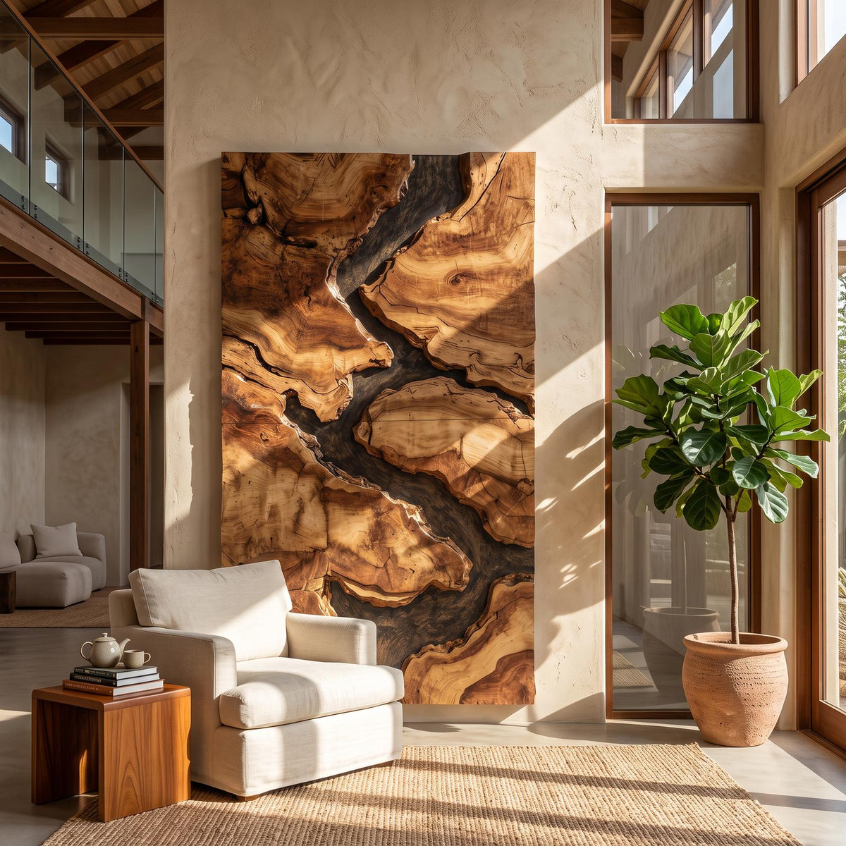 Spry Interior Mid Century Solid Wood Wall Sculpture, Modern Handcrafted Wooden Wall Art Panel Decor for Living Room, SILDTTRWA034