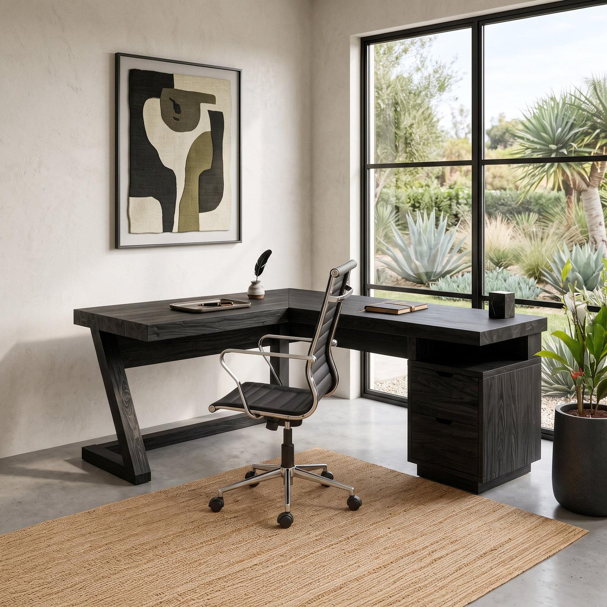 Modern L Shaped Desk With Drawers For Home Office Or Corner Workspace