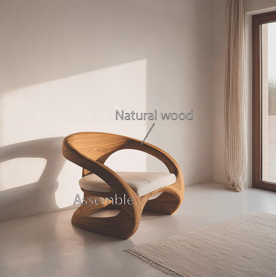 Artistic Curved Armchair Without Upholstered Seat For Living Room RTTHHNCHR069