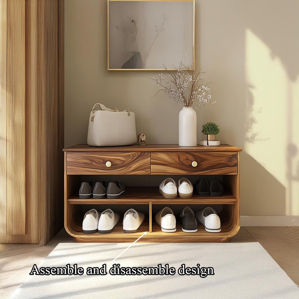 Scandinavian Minimalist Shoe Storage Bench, Sleek Solid Wood Entryway Cabinet Organizer for Hallway, Living Room