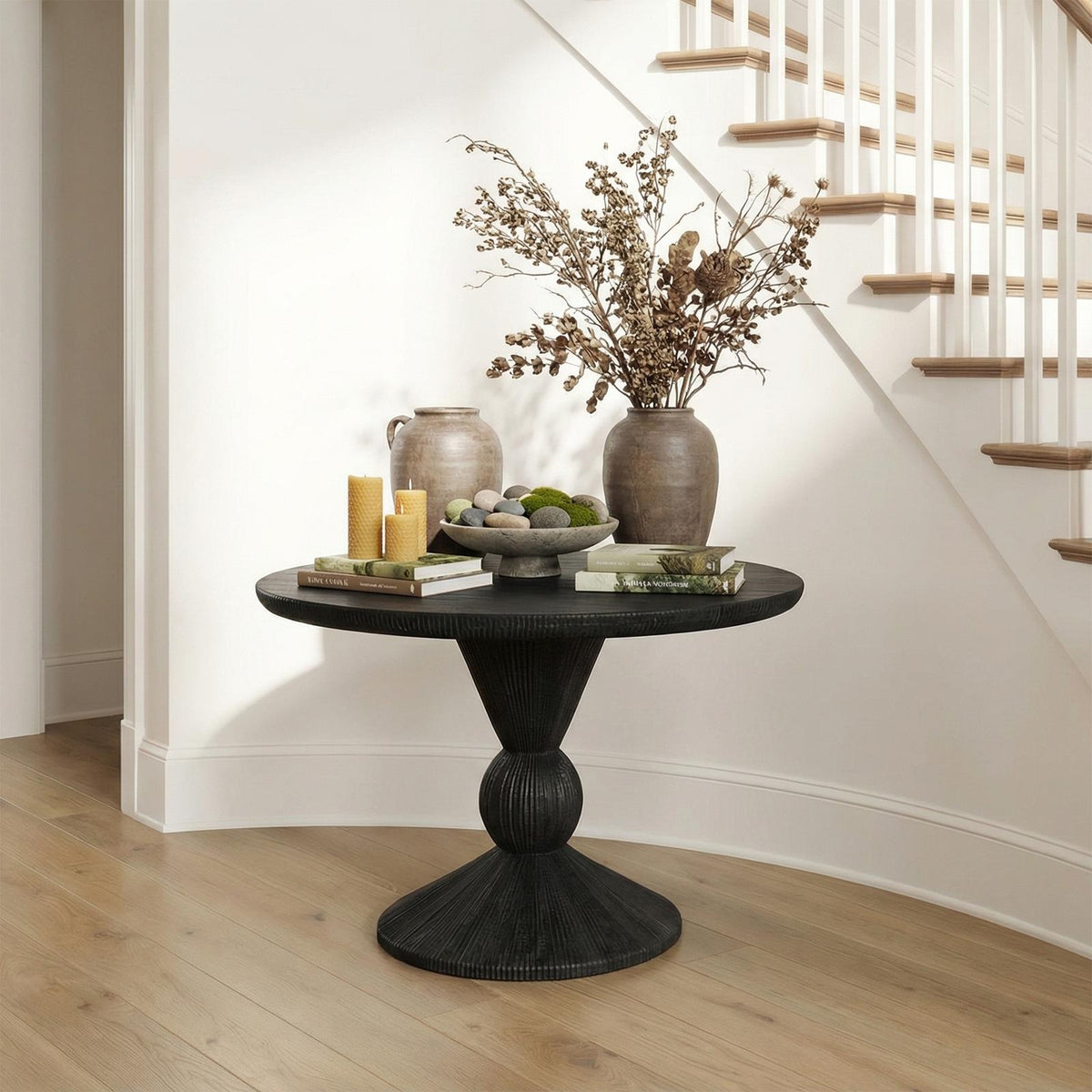 Organic Sculptural Entryway Table, Solid Wood Artistic Foyer & Hallway Decor Center Table