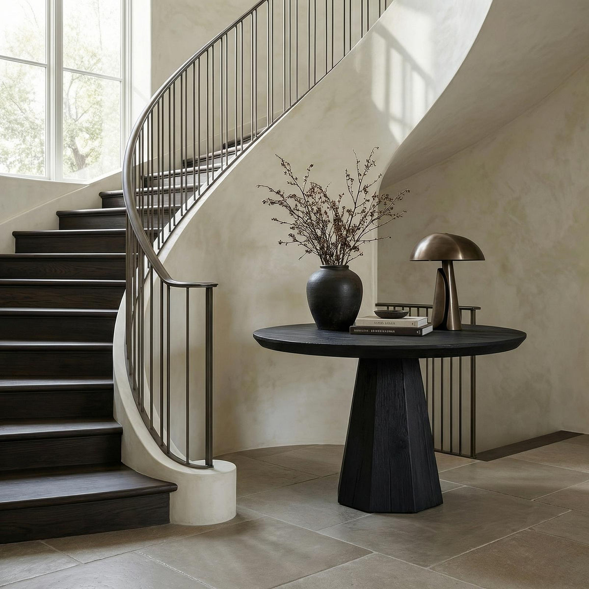 Contemporary Organic Round Entryway Foyer Table For Entryway SINLSAFT007