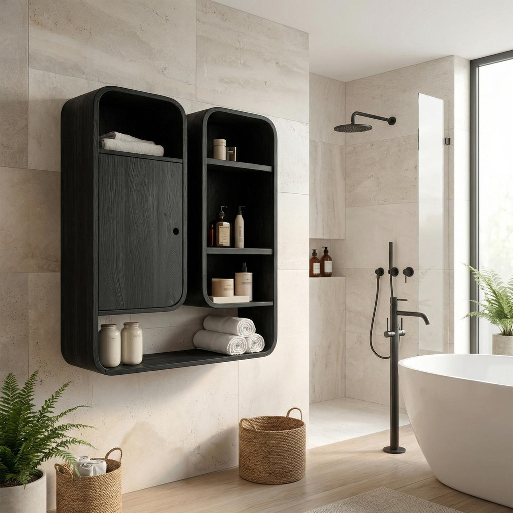 Modern Unique Bathroom Cabinet, Solid Wood Artistic Storage Organizer Cupboard for Bathroom