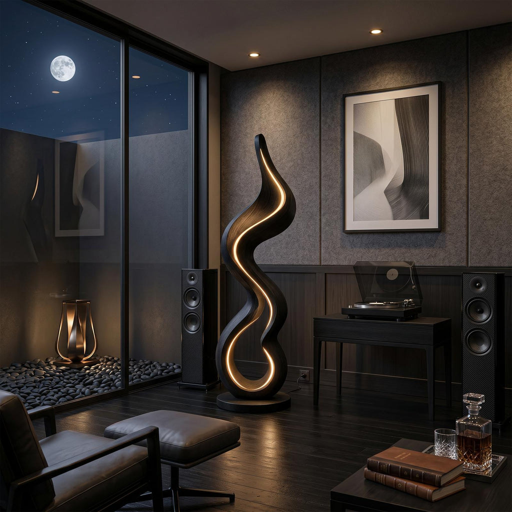 Modern Ribbon Lamp With Shelf For Living Room