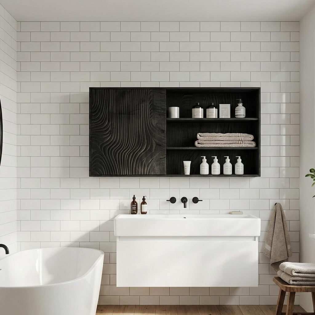 Natural Bathroom Cabinet, Solid Wood Rustic Storage Cabinet & Wall Organizer for Bathroom
