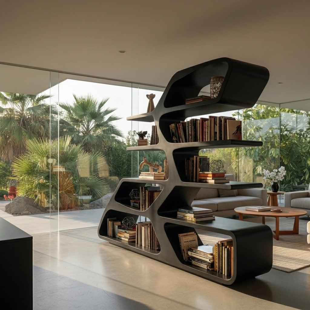 Modern Sculptural Bookshelf For Living Room Decor