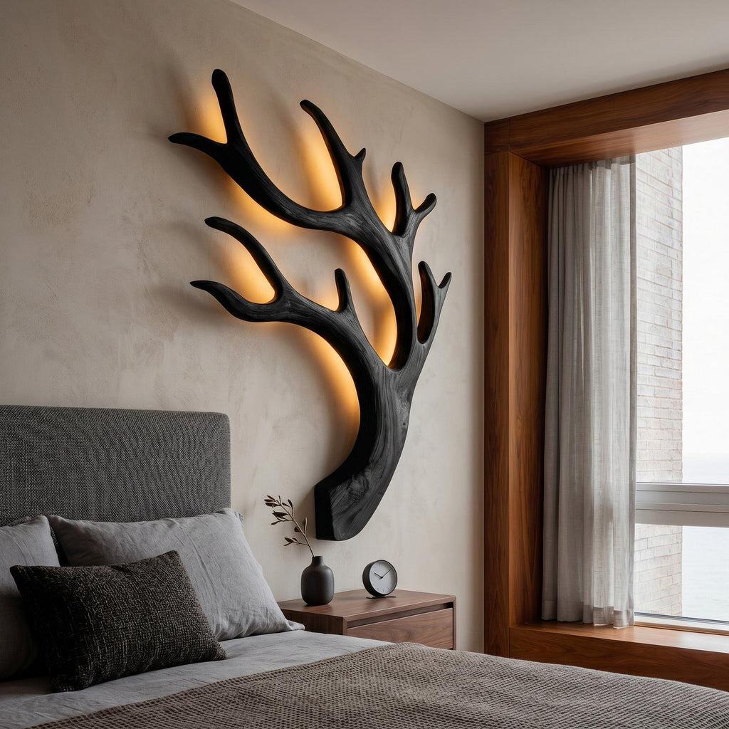 Artistic Wooden Wall Light, Minimalist Modern LED Sconce for Quiet Luxury Bedroom & Living Room Accent, Model