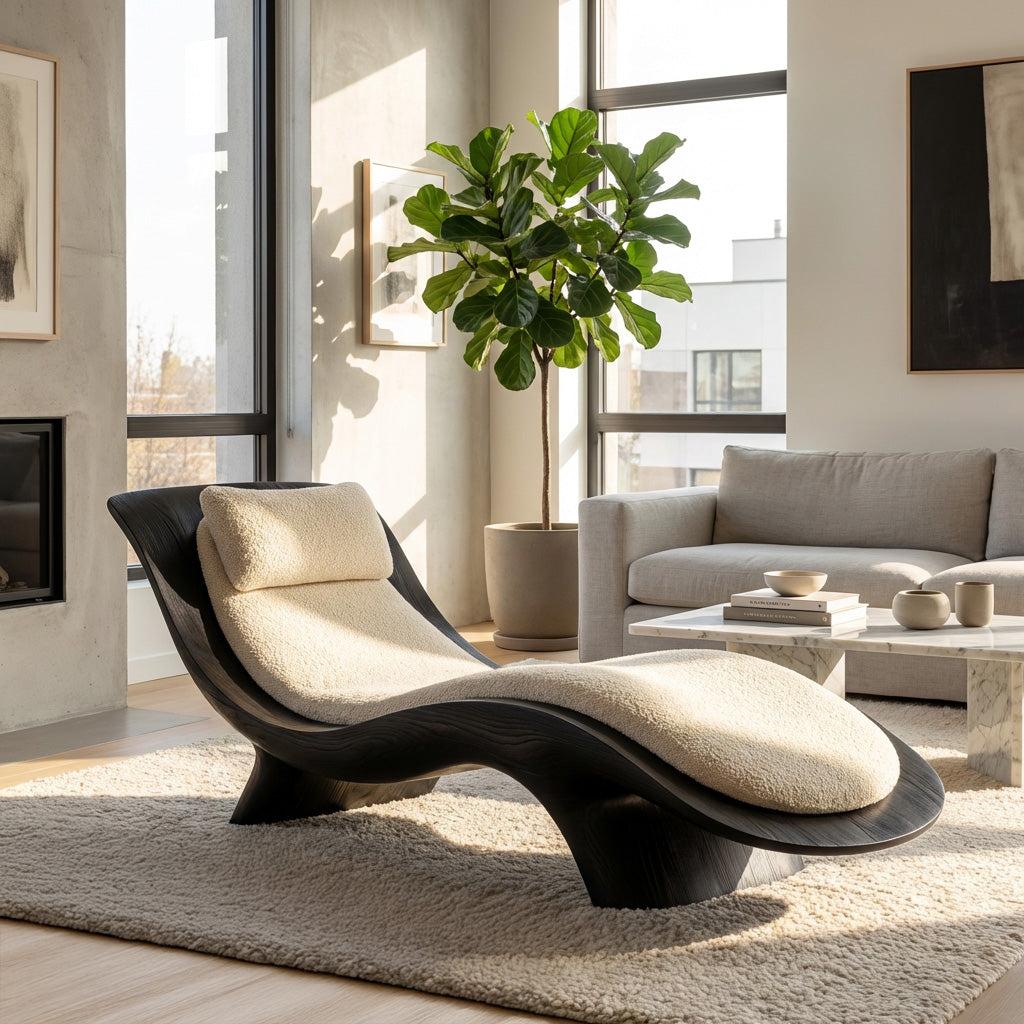 Contemporary Natural Wood Lounge Chair, Modern Living Room Accent Armchair, Mid-Century Reading Easy Chair