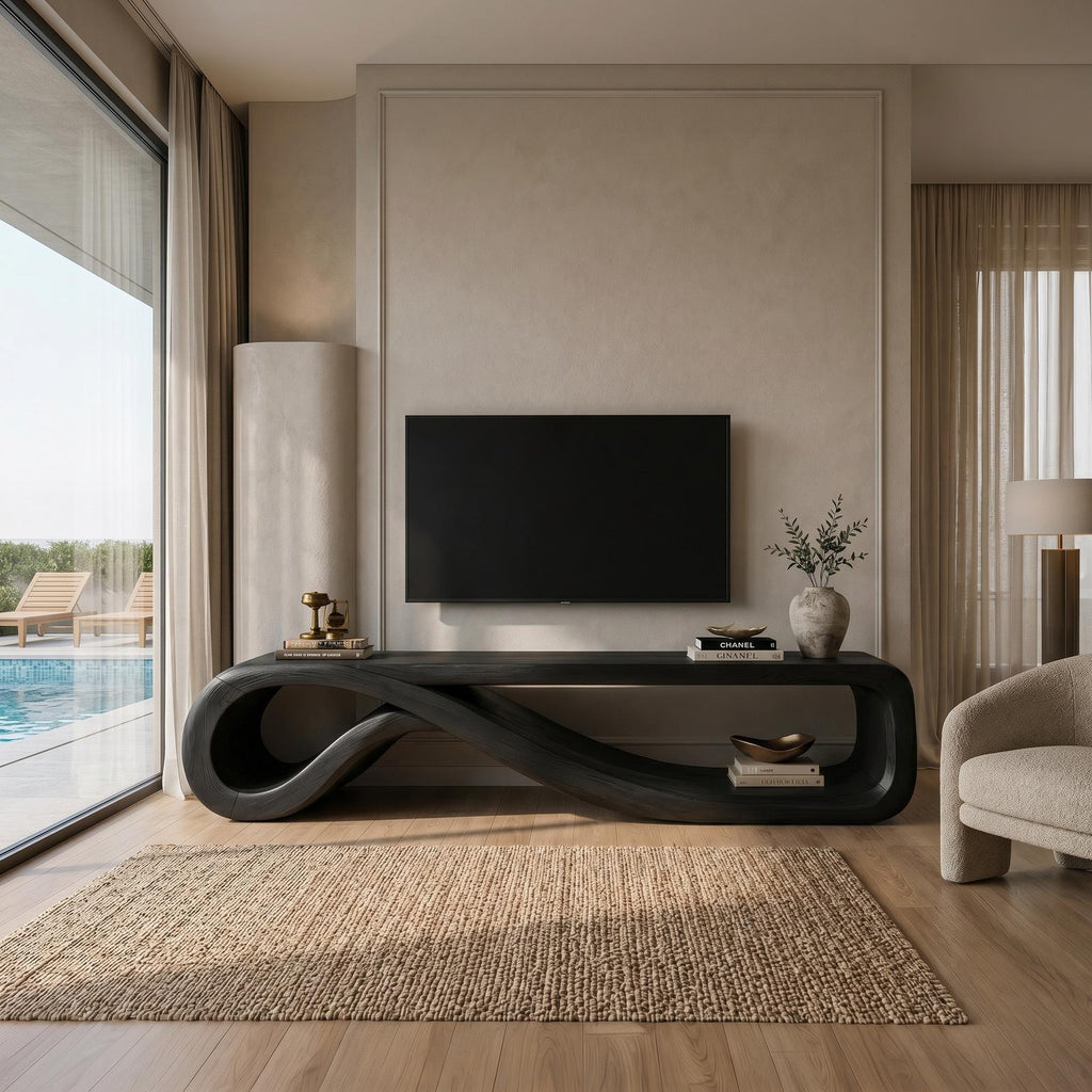 Modern Entertainment Center Sculptural Wood Furniture