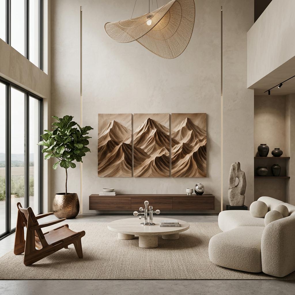 Modern Mountain Relief Wall Art For Lounge Interior SILDTTNWA144