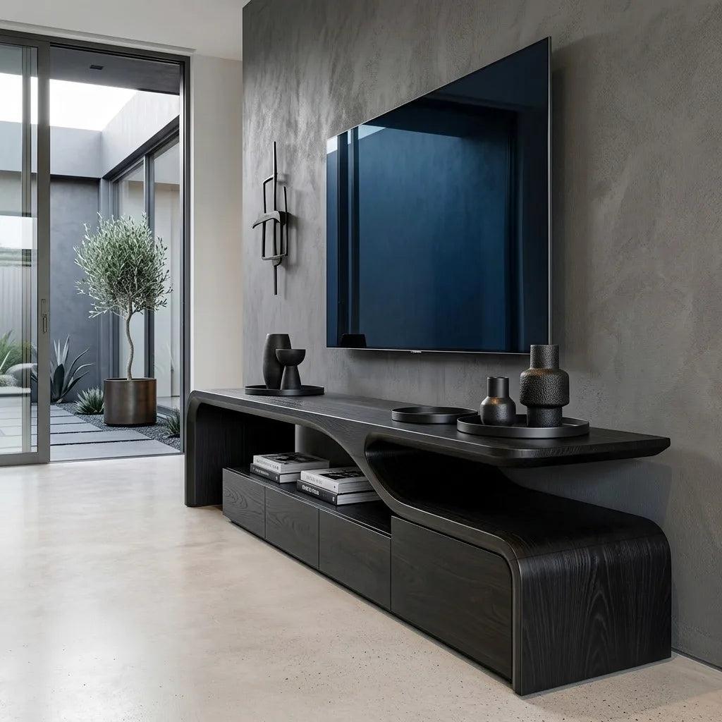 Contemporary Sculptural TV Console For Living Room