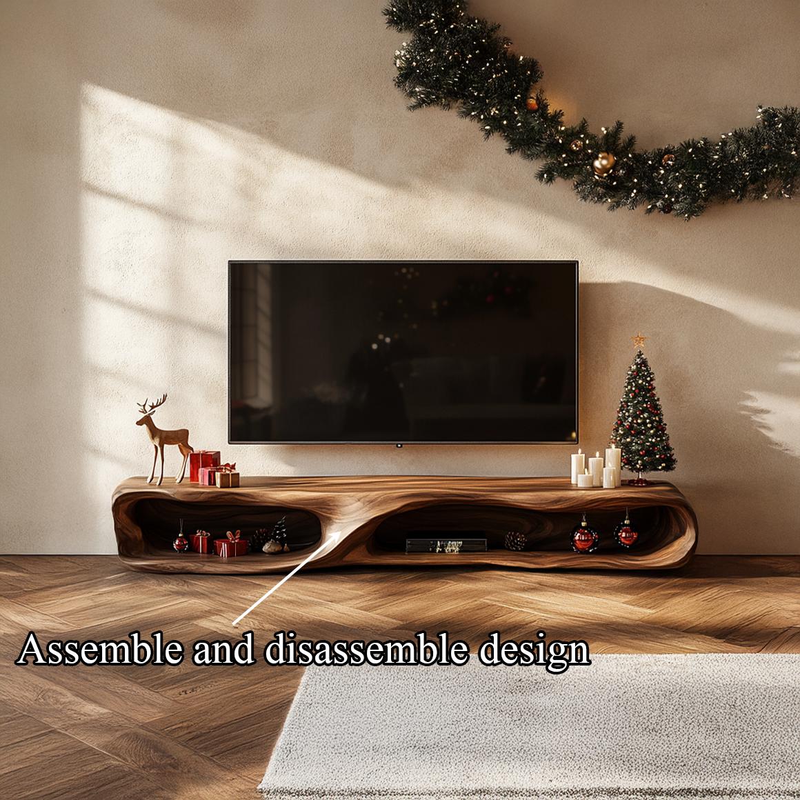 Rustic Wooden TV Stand Console, Solid Wood Farmhouse Media Cabinet, Television Credenza for Living Room Storage
