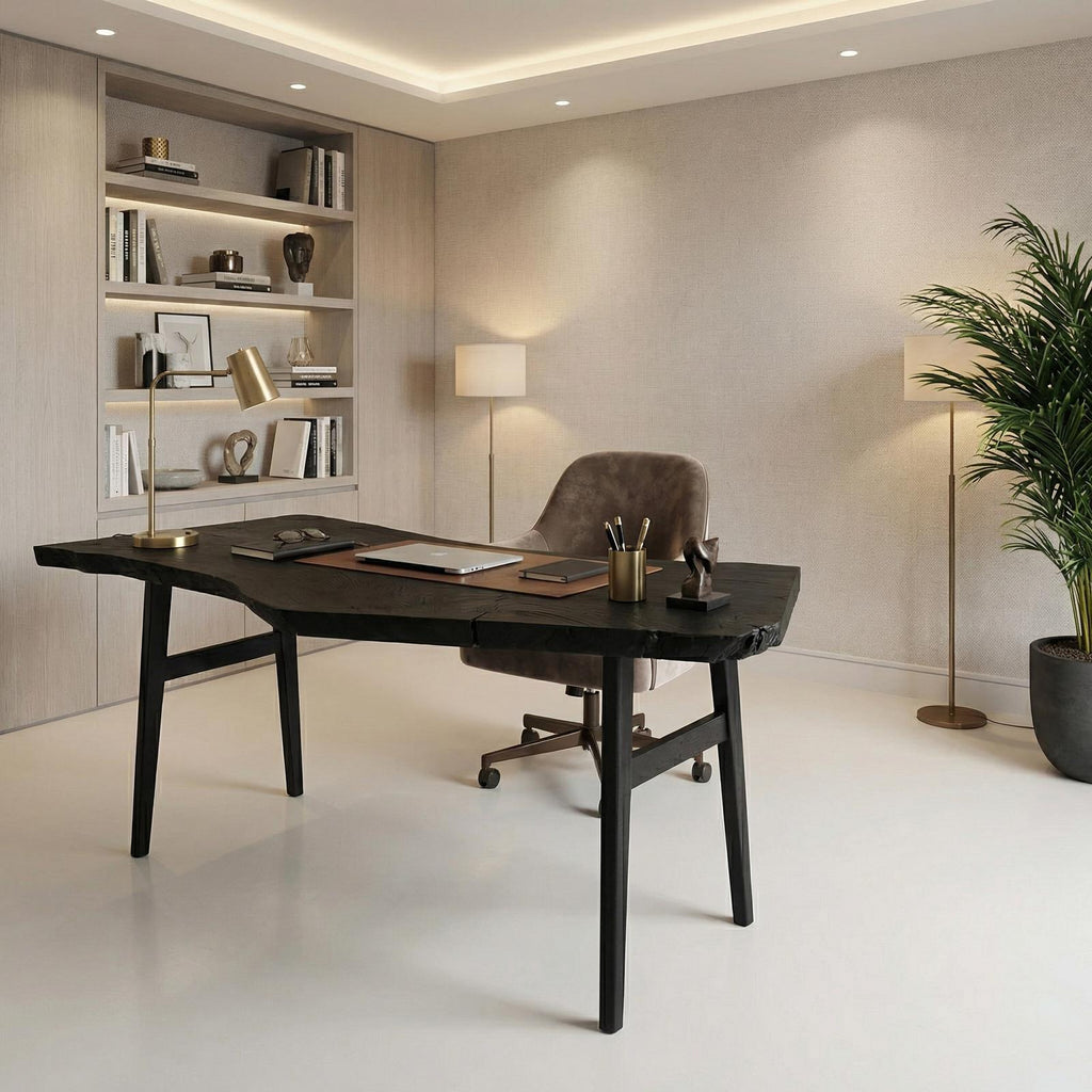 Modern Work Desk, Solid Wood Writing Table, Home Office computer & Study Room Desk Workstation