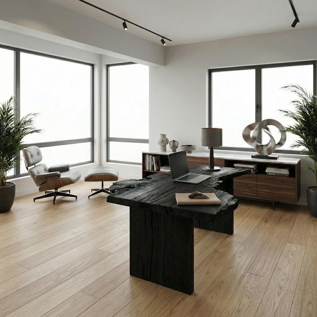 Modern Solid Wood Office Desk, Executive Writing Table & Study Workstation for Home Office, Workspace
