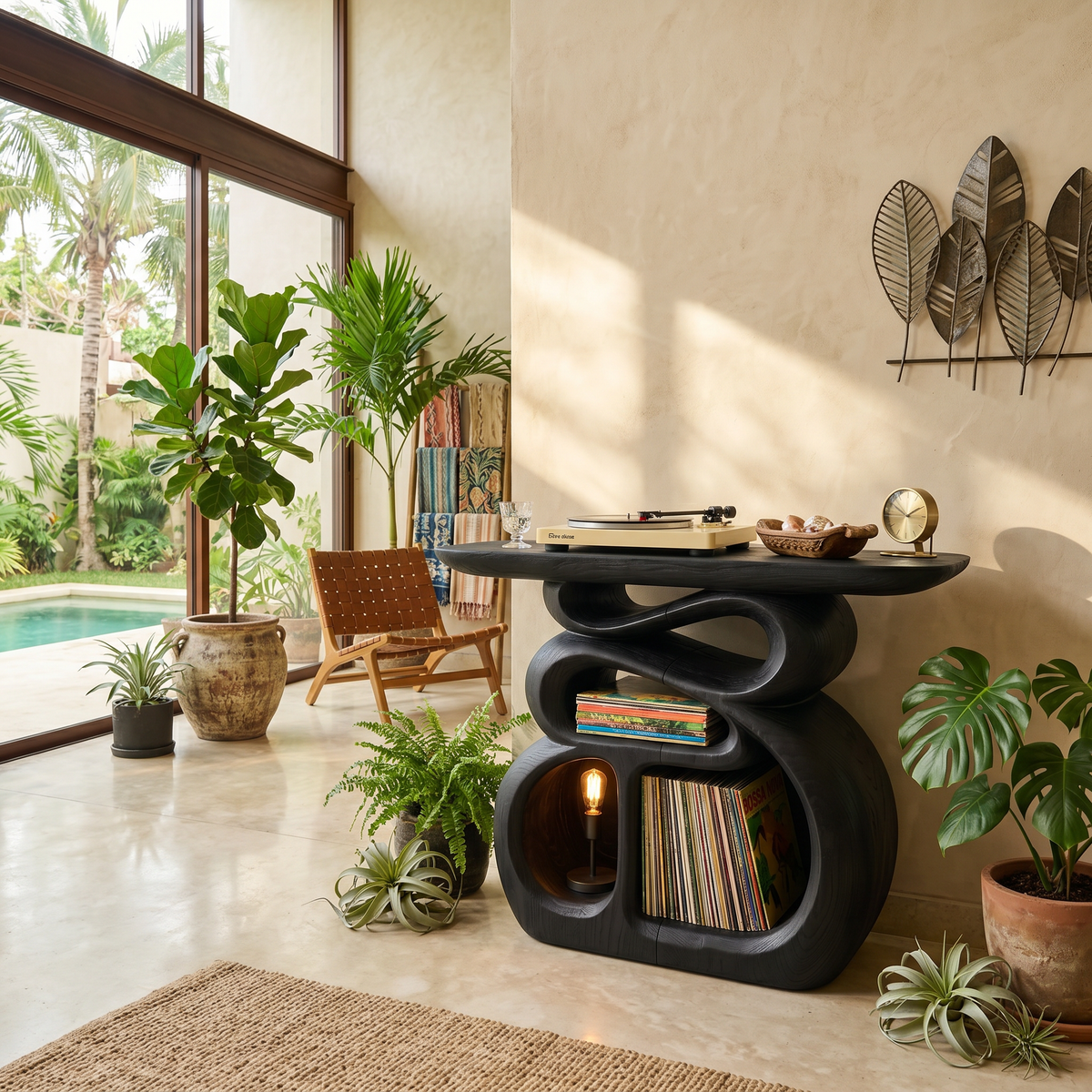 Contemporary Solid Wood Audio Stand, Stereo Media Rack Console for Entertainment Lounge and Hifi Components