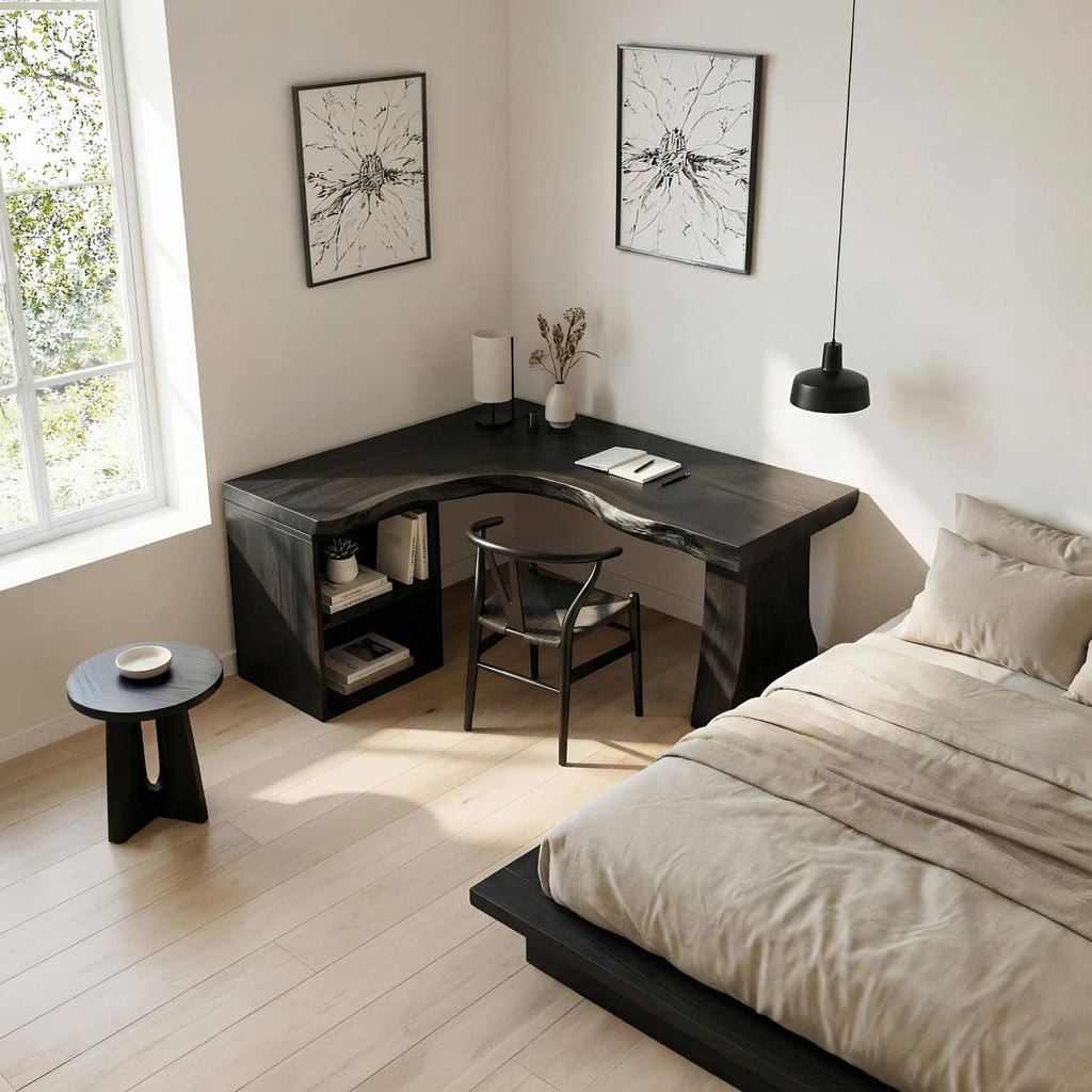 Modern L-Shaped Desk, Handcrafted Wooden Corner Computer Desk for Seamless Home Office Workspace