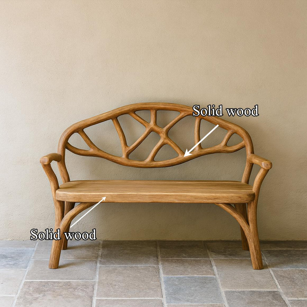 Spry Interior Rustic Organic Solid Wood Bench, Natural Live Edge Entryway Seating & Living Room Accent Dining Bench, SINLSAWC025