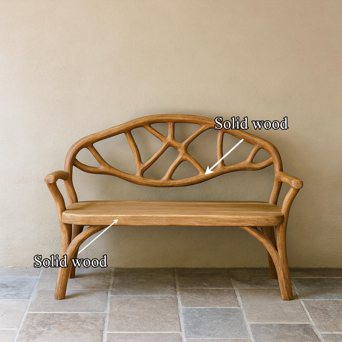 Spry Interior Rustic Organic Solid Wood Bench, Natural Live Edge Entryway Seating & Living Room Accent Dining Bench, SINLSAWC025