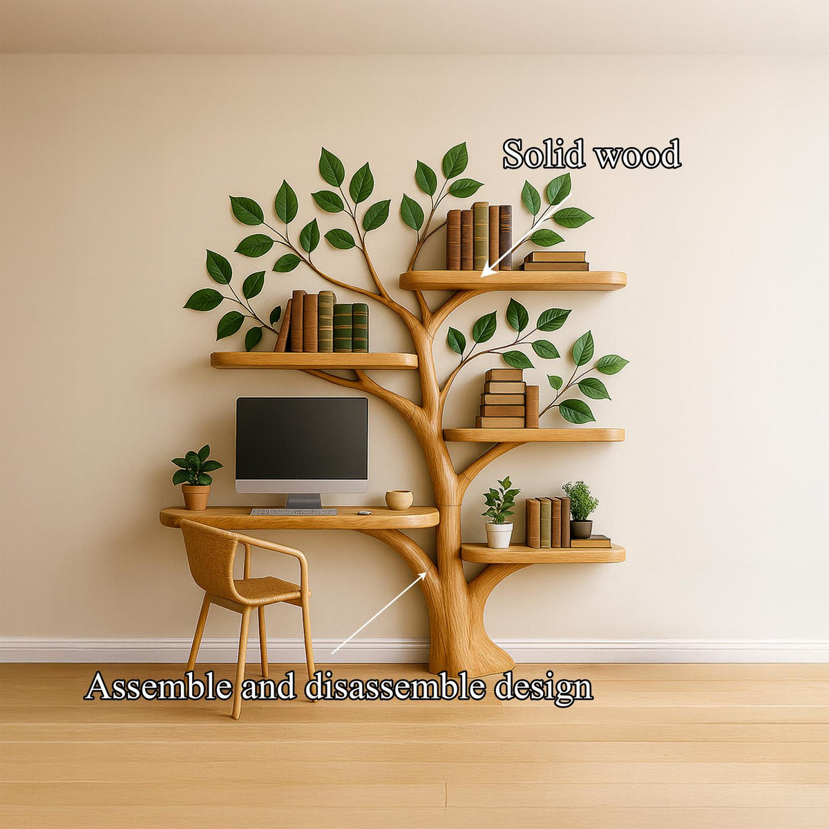 Tree Bookshelf Desk Mid Century Living Bedroom