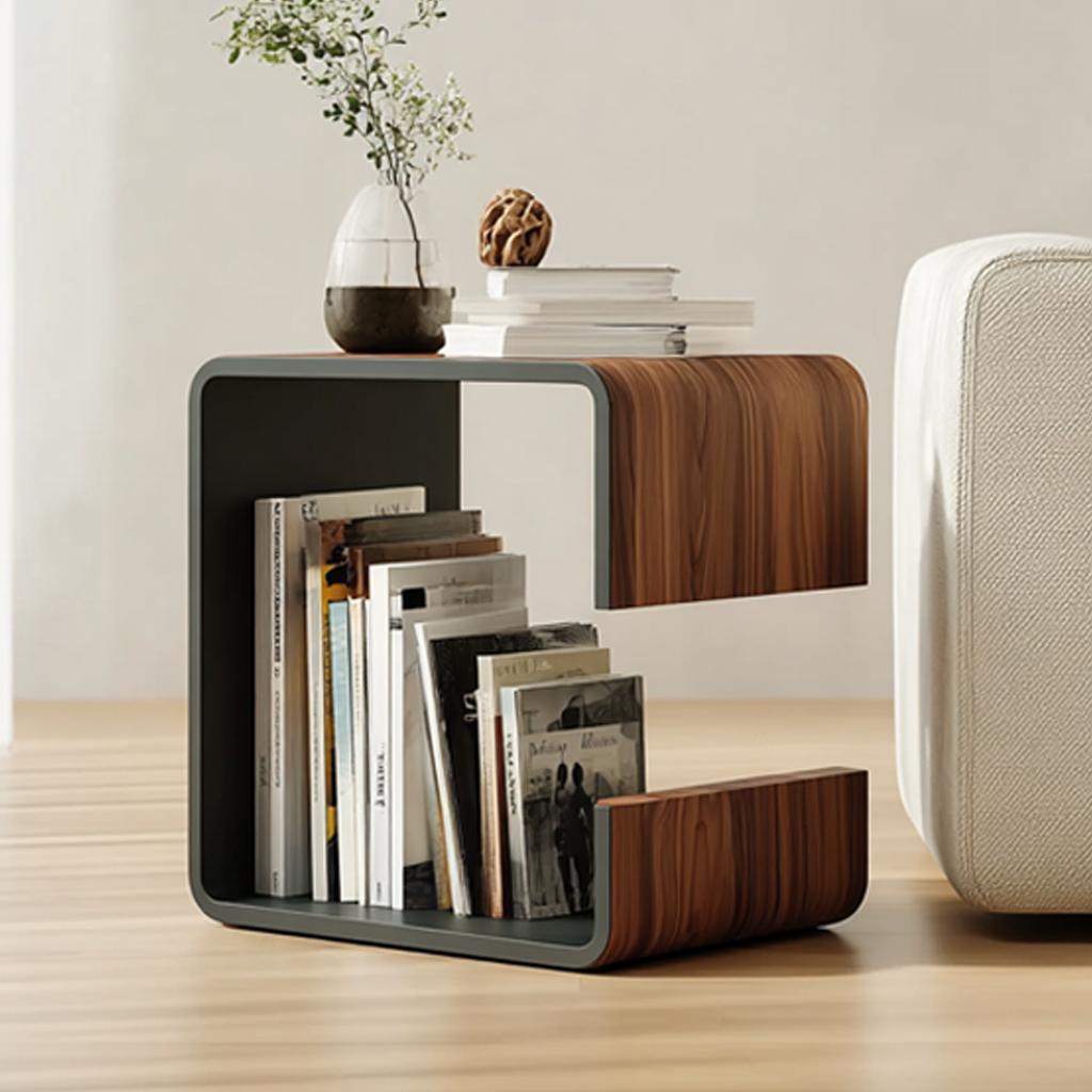 Mid-Century Modern Wood Bedside Table, Side Accent Nightstand with Storage for Bedroom & Living Room, Handcrafted