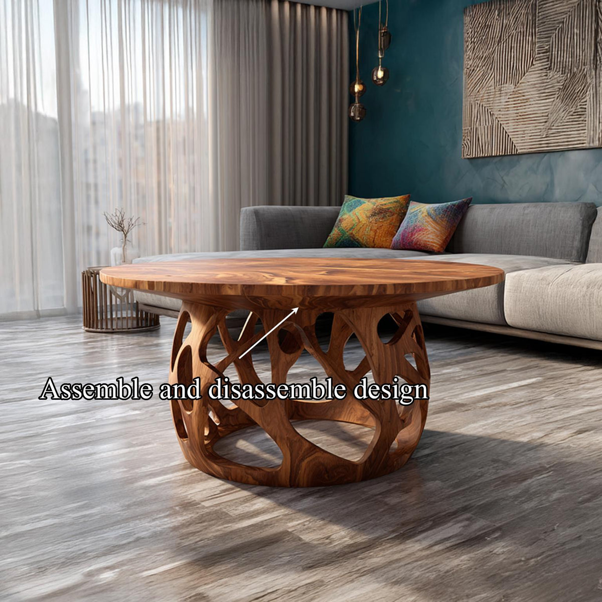 Coffee Table Solid Wood Handmade Art Style Gift