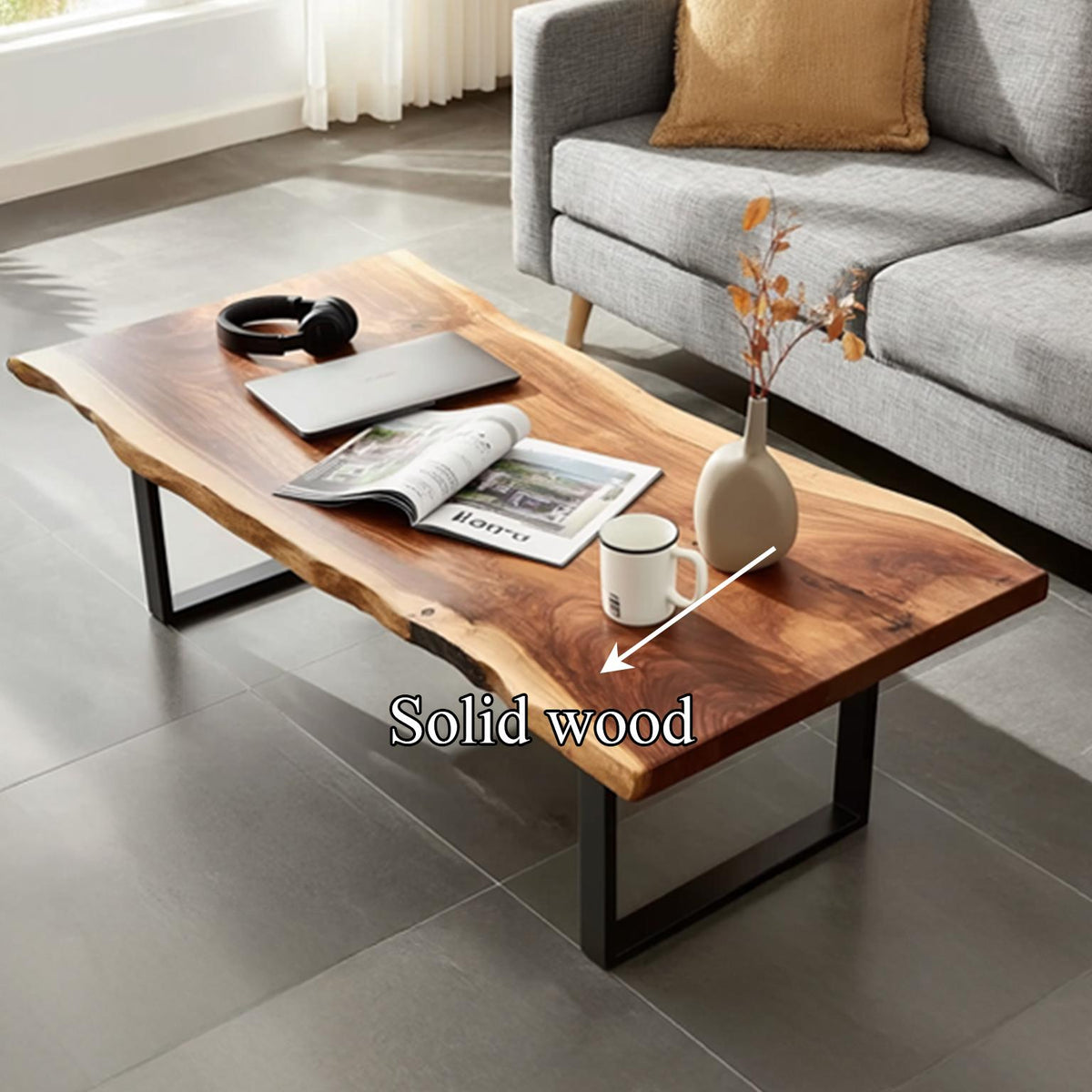 Spry Interior Rustic Wood Coffee Table, Small Living Room Handcrafted Solid Wood Center Table, Model SINLSACF073
