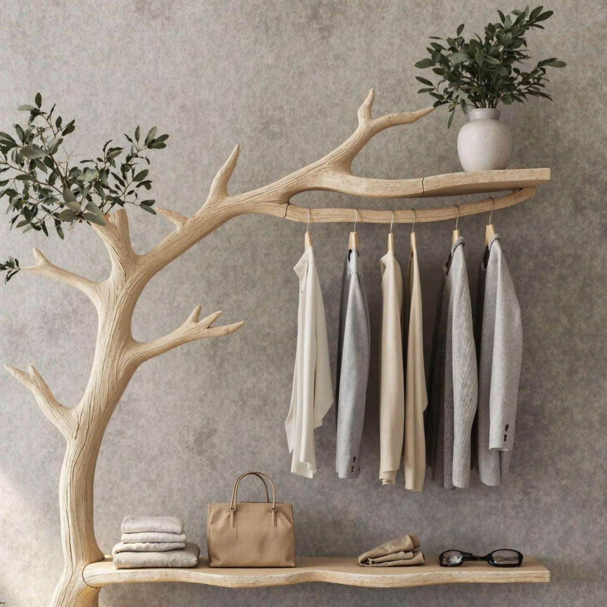 Solid Wood Entryway Coat Rack Driftwood Branch Coat Hanger