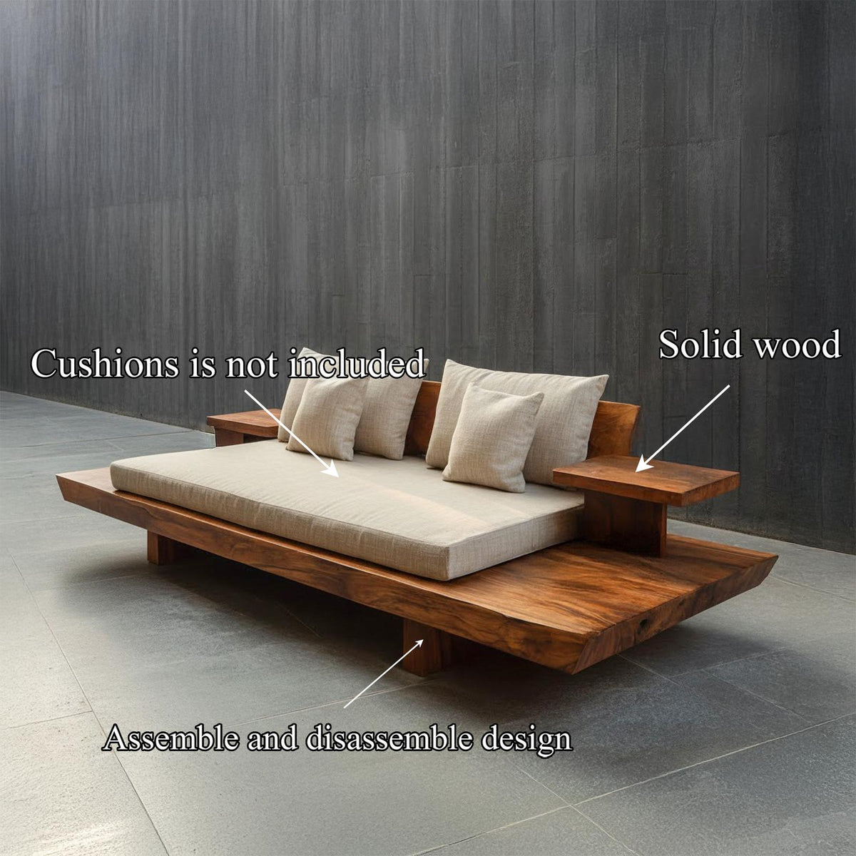 Organic Platform Sofa Frame Solid Wood Layered Low Profile Design Living Room And Lounge
