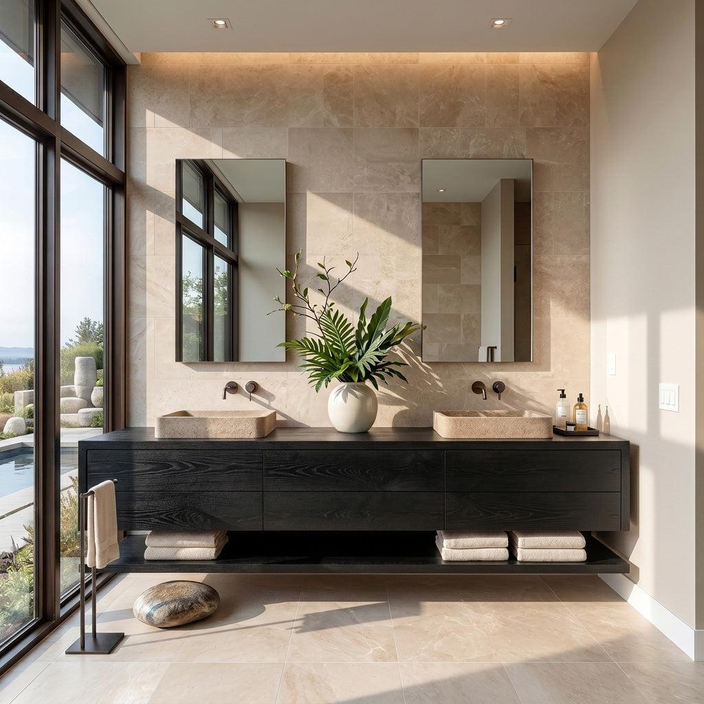 Contemporary Floating Bathroom Vanity With Multiple Drawers For Bathroom