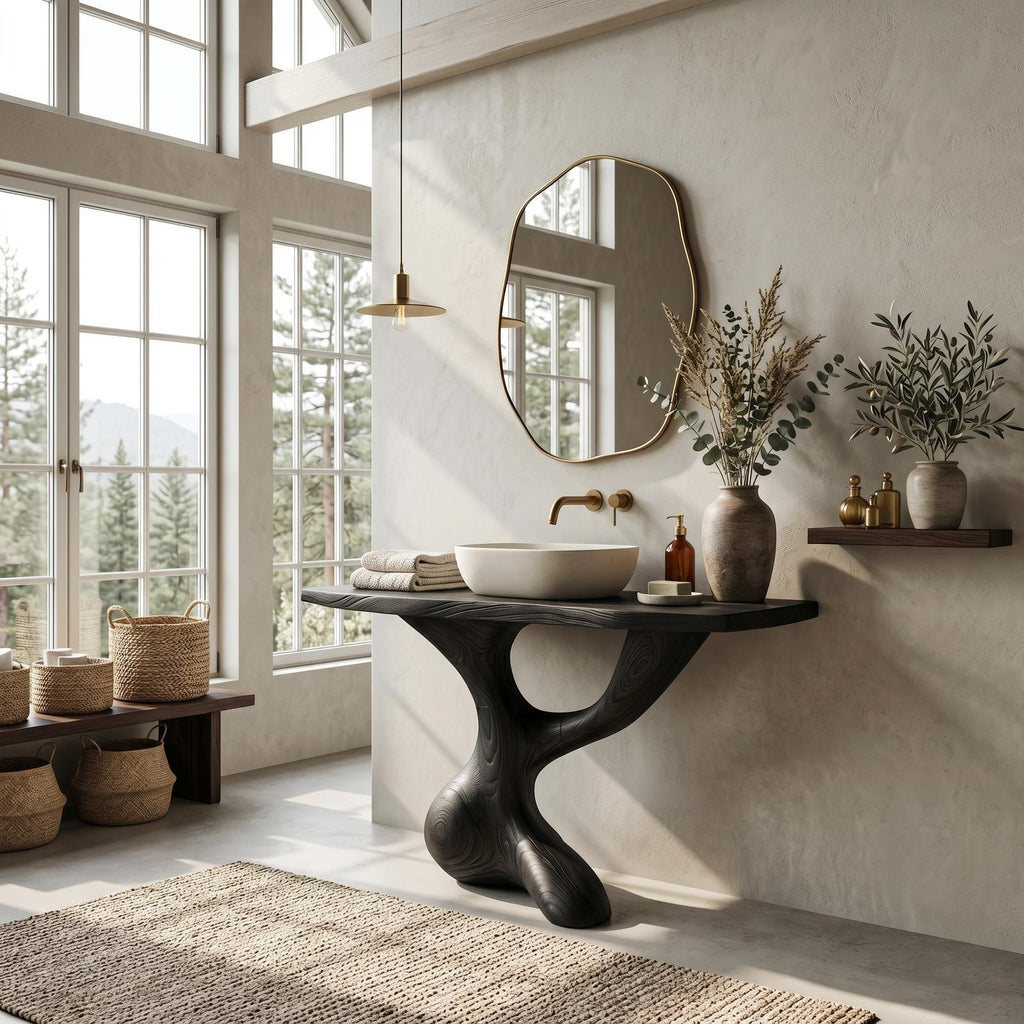 Handcrafted Solid Vanity For Timeless Bathroom Use SILDTTNBRV003