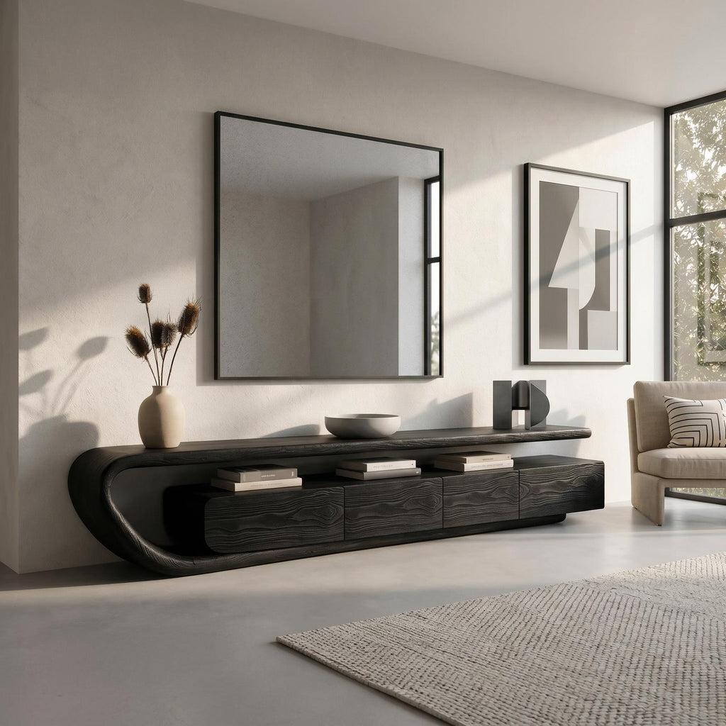 Handcrafted Natural Wood TV Console For Luxury Interior