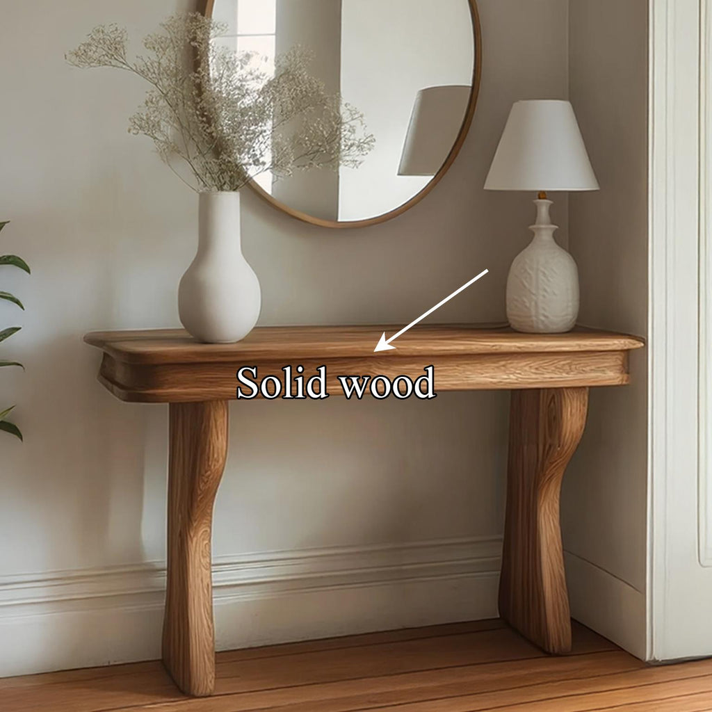 Mid Century Sculptural Solid Wood Console Table, Hallway Accent Sofa Table, Model