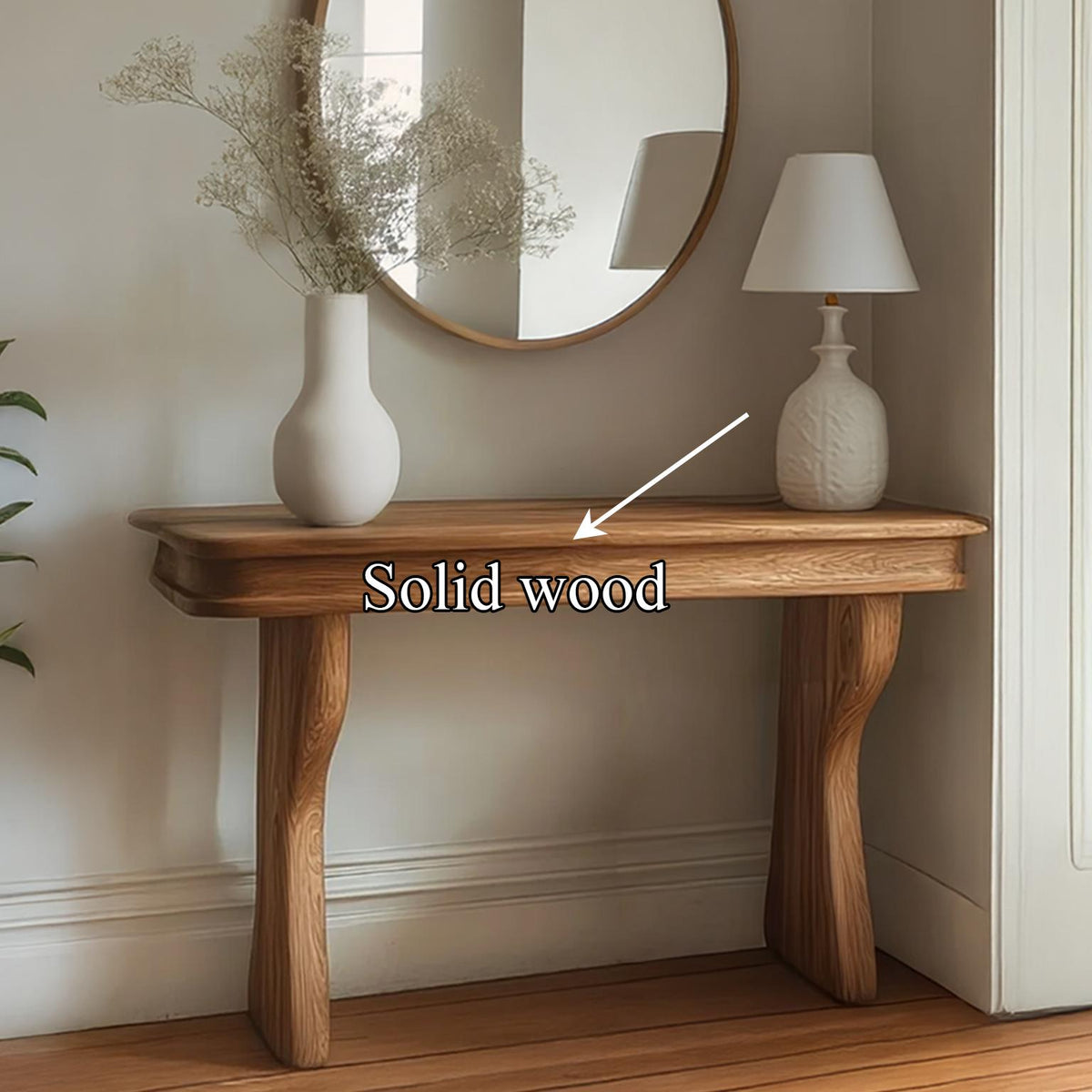 Mid Century Sculptural Solid Wood Console Table, Hallway Accent Sofa Table, Model