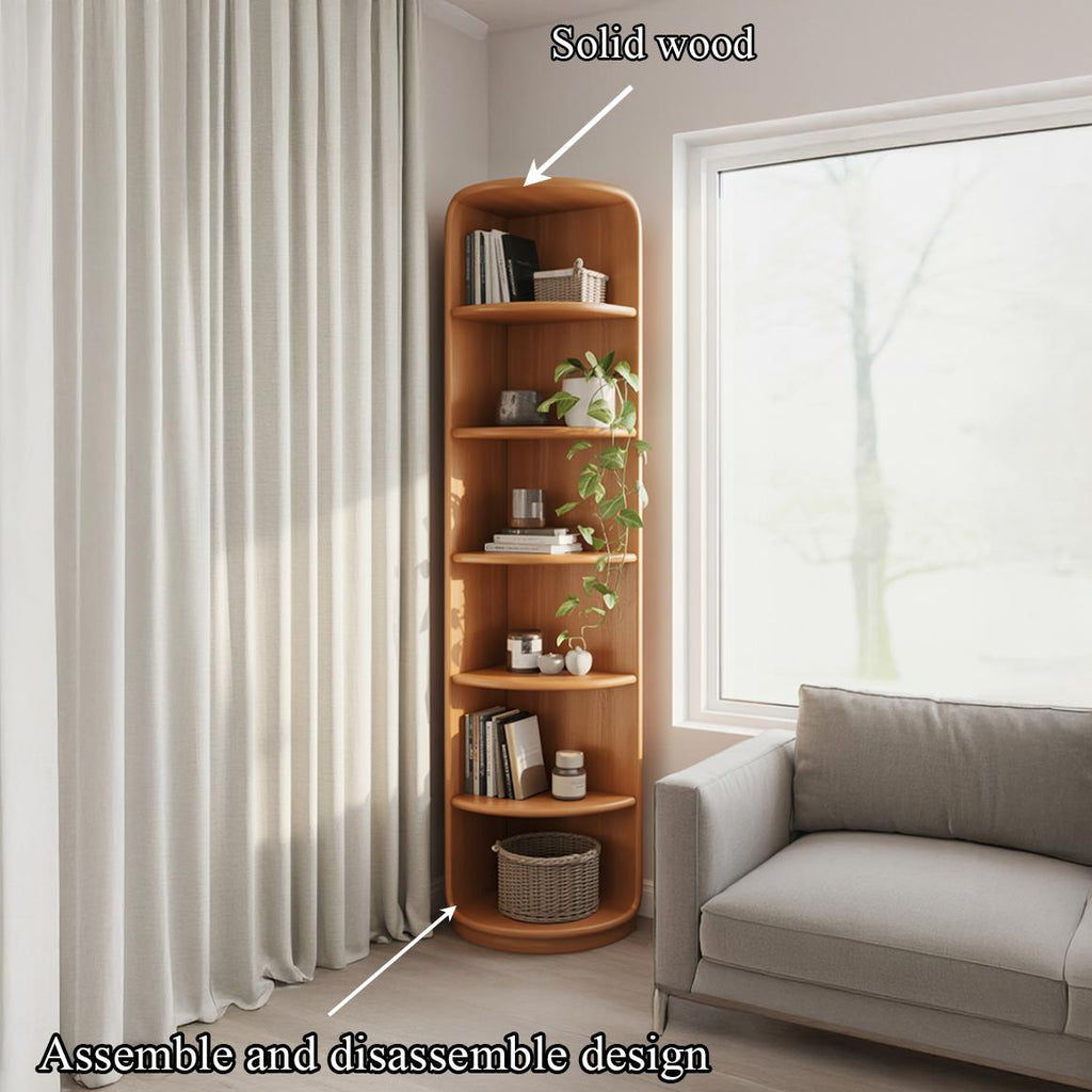 Scandinavian Wooden Corner Bookshelf Living Room Or Bedroom