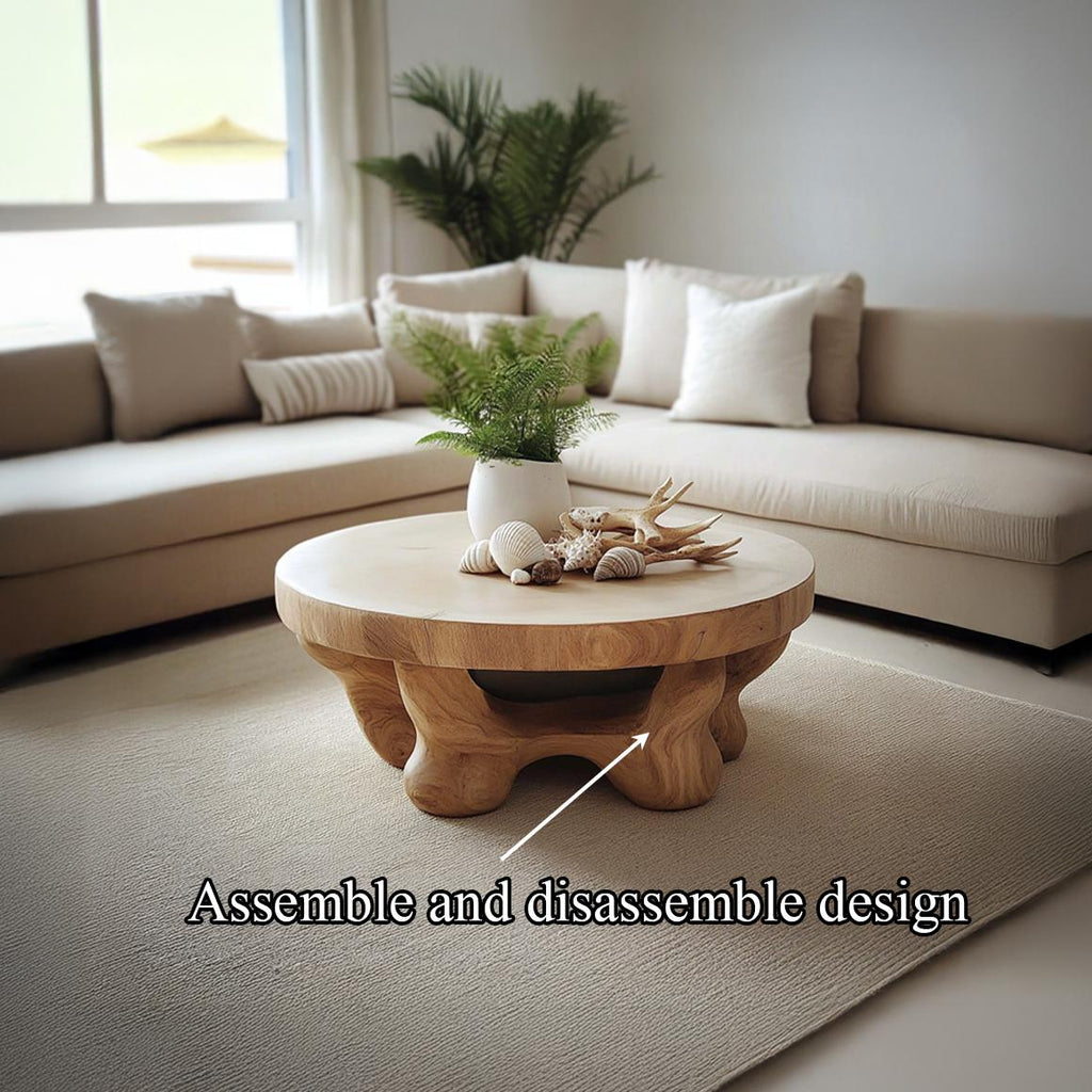 Spry Interior Mid Century Modern Solid Wood Coffee Table, Family Room Accent Center Table, Model SINLSACF153