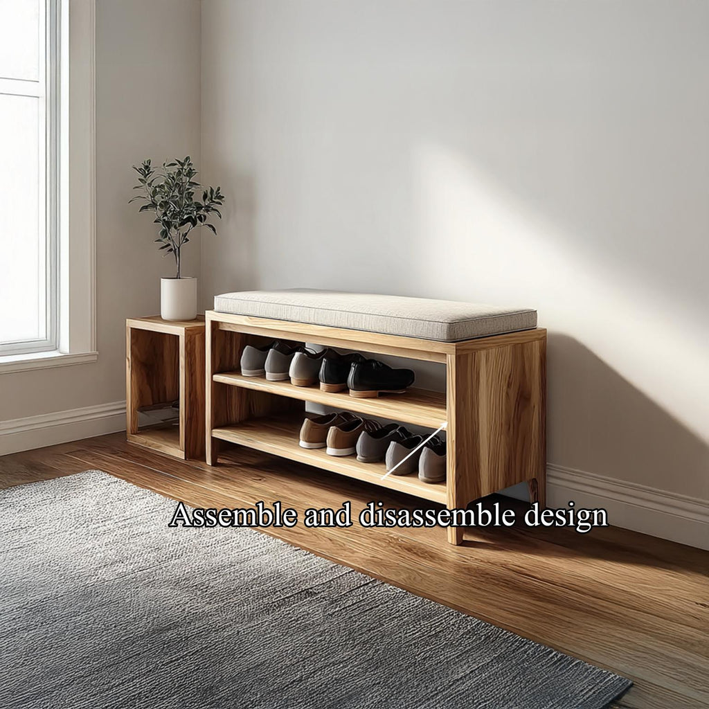Midcentury Shoe Rack Bench Entryway Storage