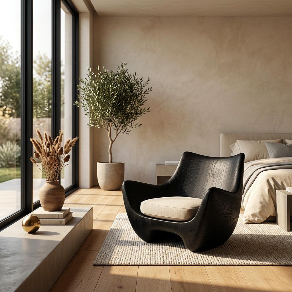 Spry Interior Organic Natural Wood Accent Chair, Handcrafted Sculptural Lounge Chair for Living Room & Bedroom, RTTHHNCHR152